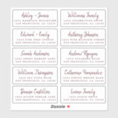 Script Bourgondië Huwelijksgast Adreslabels Sticker (Vel)