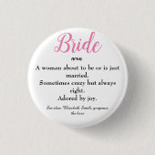 Script Bride Definitie Vrijgezellenfeest Bruiloft  Ronde Button 3,2 Cm (Voorkant)