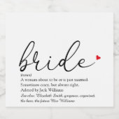 Script Bruid Definitie Bruidsfeest Huwelijk Sparkling Wijnetiket (Enkel label)