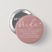 Script Bruid Definitie, Bruidsfeest, Trouwen Ronde Button 5,7 Cm (Voorkant /achterkant)
