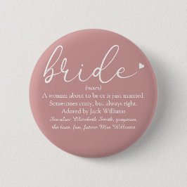 Script Bruid Definitie, Bruidsfeest, Trouwen Ronde Button 5,7 Cm