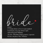 Script Bruid Definitie Bruidsfeest Zwart Rood Sparkling Wijnetiket (Enkel label)
