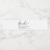 Script Bruid Definitie, Bruidsuitnodiging, Trouwen Waterfles Etiket (Enkel label)