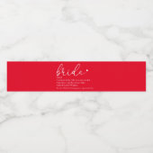 Script Bruid Definitie Trouwen Bruidsfeest Rood Waterfles Etiket (Enkel label)