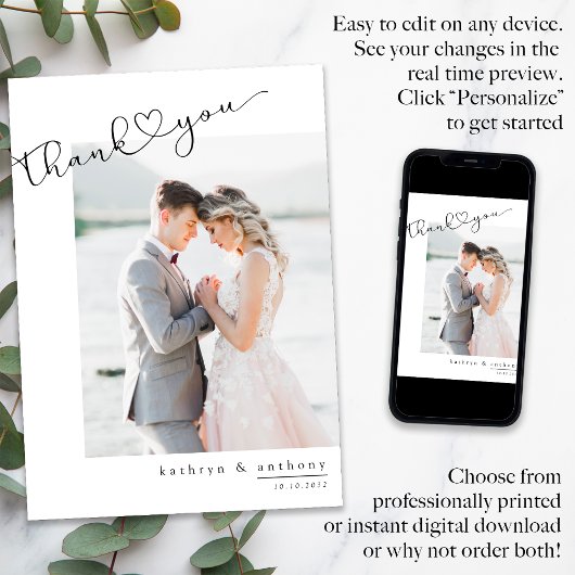 Script Bruiloft Dank u kaart met foto's