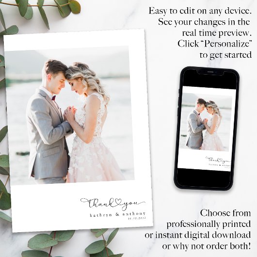 Script Bruiloft Dank u kaart met foto's