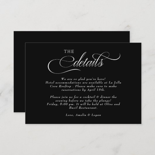 Script bruiloft details informatiekaartje (Voorkant / Achterkant)
