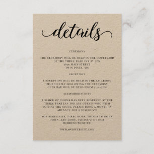 Script bruiloft details uitnodiging invoegen informatiekaartje