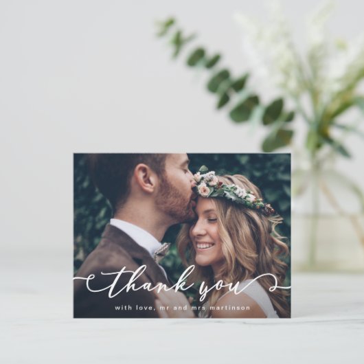script bruiloft foto dank u briefkaart (Staand voorkant)