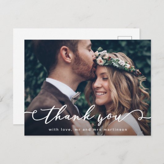  script bruiloft foto dank u briefkaart (Voorkant / Achterkant)