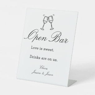 Script Bruiloft Open Bar Eenvoudige Evenementen In Reclamebord Met Voetstuk