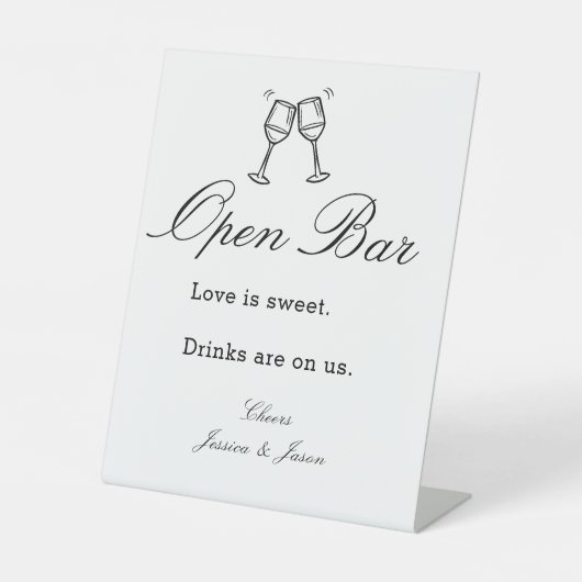 Script Bruiloft Open Bar Eenvoudige Evenementen In Reclamebord Met Voetstuk (Voorkant)