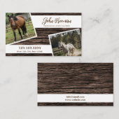 Script Bruin Hout Textuur Paard Foto Equine Visitekaartje (Voorkant / Achterkant)