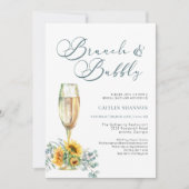 Script Brunch en bubbels Bruiloft met zonnebloemen Kaart (Voorkant)
