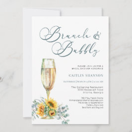 Script Brunch en bubbels Bruiloft met zonnebloemen Kaart