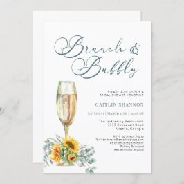 Script Brunch en bubbels Bruiloft met zonnebloemen Kaart