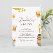 Script Bubbles & Brews Bierthema Vrijgezellenfeest Kaart (Staand voorkant)