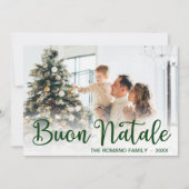 Script Buon Natale Photo Holiday Card Feestdagenkaart (Voorkant)