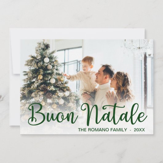 Script Buon Natale Photo Holiday Card Feestdagenkaart (Voorkant)
