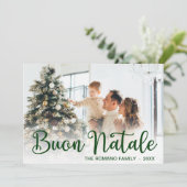 Script Buon Natale Photo Holiday Card Feestdagenkaart (Staand voorkant)