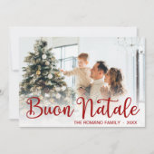 Script Buon Natale Photo Holiday Card Feestdagenkaart (Voorkant)