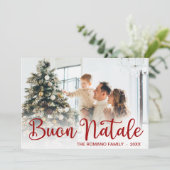 Script Buon Natale Photo Holiday Card Feestdagenkaart (Staand voorkant)