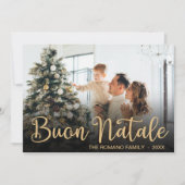 Script Buon Natale Photo Holiday Card Feestdagenkaart (Voorkant)