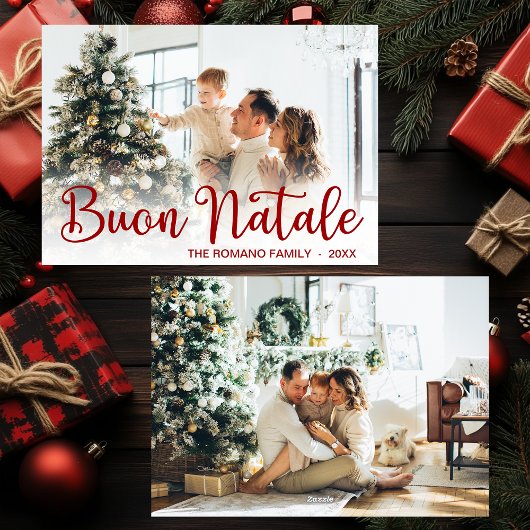 Script Buon Natale Photo Holiday Card Feestdagenkaart
