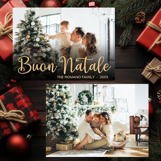 Script Buon Natale Photo Holiday Card Feestdagenkaart