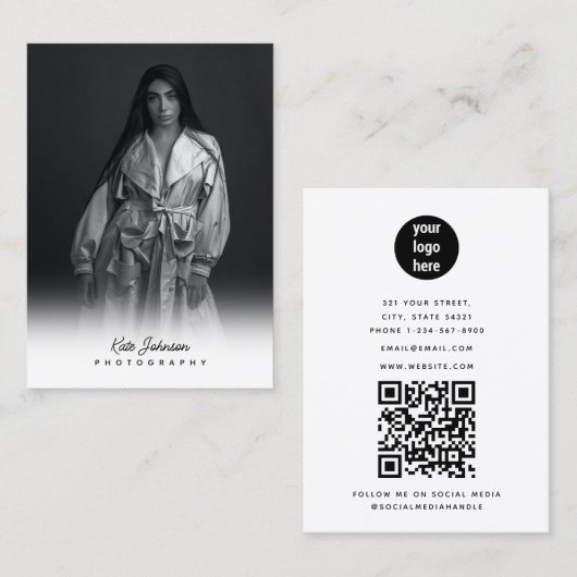 Script Business Logo Fotograaf Foto Visitekaartje (Voorkant / Achterkant)