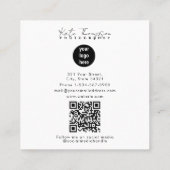 Script Business Logo Photographer Foto QR-code Vierkante Visitekaartje (Achterkant)