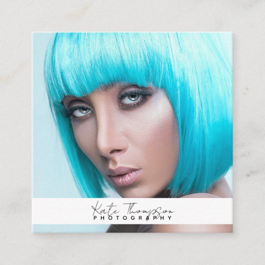 Script Business Logo Photographer Foto QR-code Vierkante Visitekaartje (Voorkant)