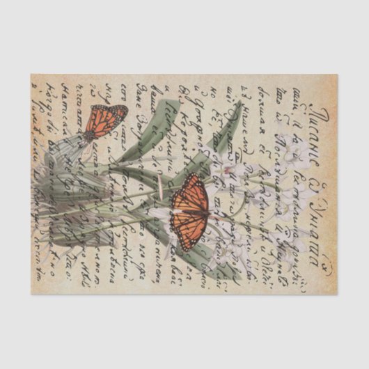  Script Butterfly Decoupage Tissue Paper Tissuepapier (Voorkant)