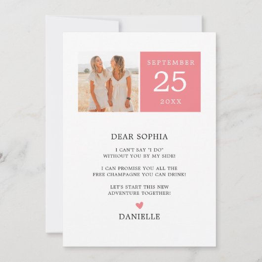 Script Calendar bruidsmeisje voorstel uitnodiging (Achterkant)