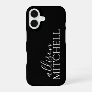 Script Calligrafie Minimalistisch Zwart iPhone 16 Hoesje
