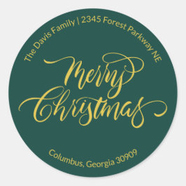 Script Calligrafie Prettig Kerstmis Retouradres Ronde Sticker
