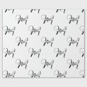 Script Calligrafie Zwart & Wit Monogrammed Naam Cadeaupapier (Vlak)