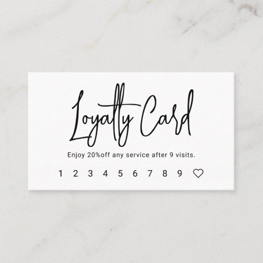 Script Calligraphy Blush Pink Loyalty Kaart (Voorkant)