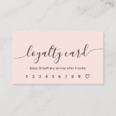 Script Calligraphy Blush Pink Loyalty Kaart (Voorkant)