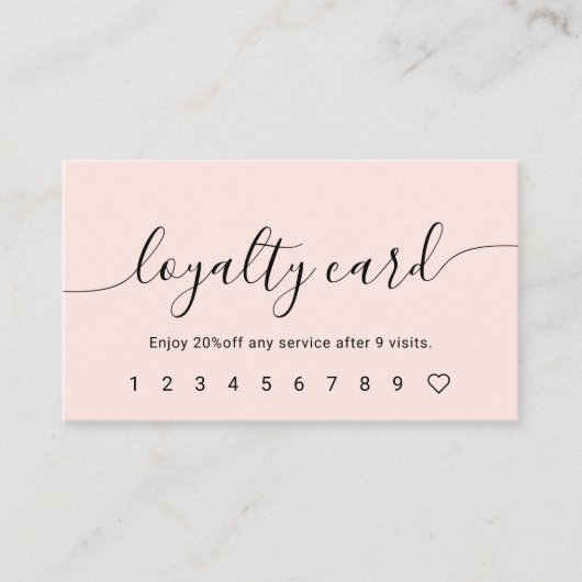 Script Calligraphy Blush Pink Loyalty Kaart (Voorkant)