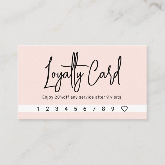 Script Calligraphy Blush Pink Loyalty Kaart (Voorkant)