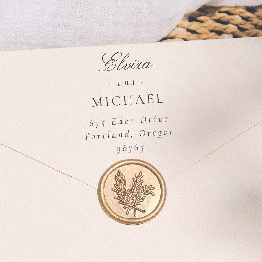 Script Calligraphy & Classic Serif Wedding Return  Rubberstempel