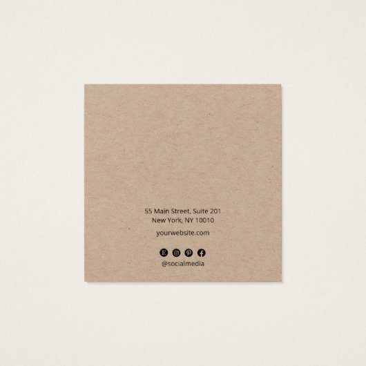 Script Calligraphy Kraft Stud Earning Display Card Vierkante Visitekaartjes (Achterkant)
