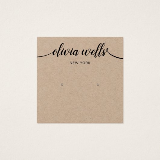 Script Calligraphy Kraft Stud Earning Display Card Vierkante Visitekaartjes (Voorkant)