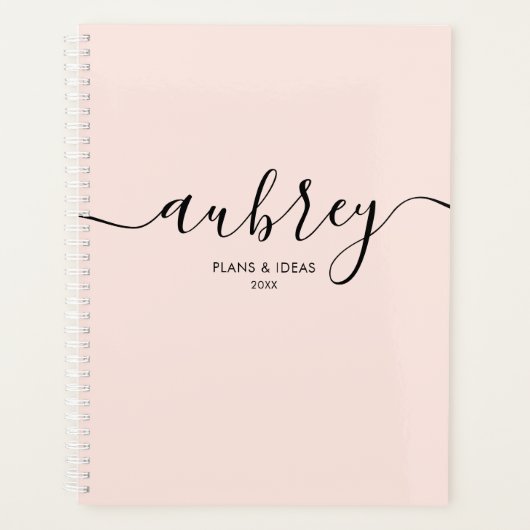 Script Calligraphy Modern Blush Pink Planner (Voorkant)