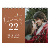 Script Calligraphy Newly Wed Photo Terracotta Kalender (Hoes)