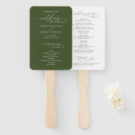 Script Calligraphy Olive Green Wedding Program Handwaaier