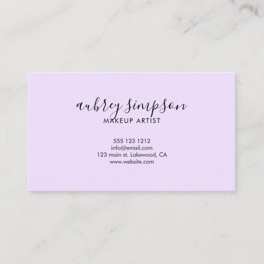 Script Calligraphy Pastel Paarse Loyalty Kaart (Achterkant)