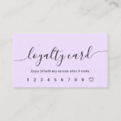 Script Calligraphy Pastel Paarse Loyalty Kaart (Voorkant)