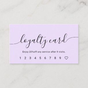 Script Calligraphy Pastel Paarse Loyalty Kaart